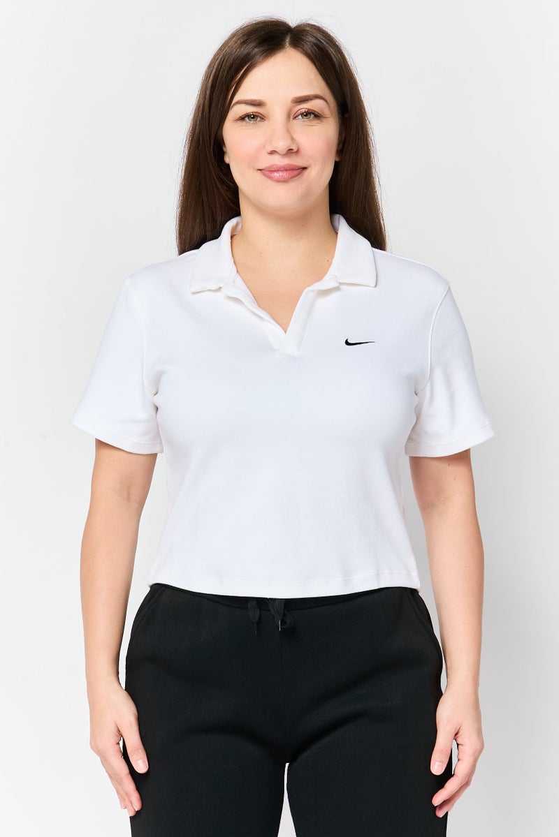 Nike Women Sportswear Fit Short Sleeve Outdoor Polo Shirt, White - Image 1